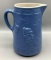Blue Pottery Pitcher with Embossed Fruit 8 1/4’’