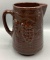 Brown Pottery Pitcher with Embossed Grapes, 7