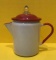 Red and White Enamel Coffee Pot with insert, 8