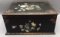 Mother of Pearl Inlaid Sewing Box with Key, Brass