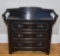 Black Wash Stand with 3 Drawers, Carved Trim, 38