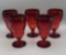 (5) Stems of  Ruby Red Depression Glass