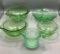 Vintage Green Depression Glass: (2) Bowls, (2)