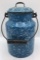 Blue and White Granite Ware Covered Cream Can, 9