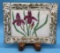 Hand Painted Milk Glass Plaque, signed Ted Huttman