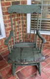 Antique Green Painted Rocking Chair