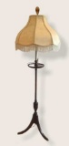 Mahogany  Floor Lamp with Ivory Fringed S