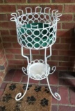 White Metal 2-Tier Plant Stand - 14” D 29” H