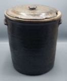 Brown Glaze Crock with Lid (lid has chip)