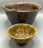 Green and Brown Drip Glaze Bowl, signed JM, 11’’