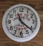 A & P Coffee Electric Wall Clock, Model #1, Apr