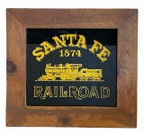 Framed Santa Fe 1874 Railroad Sign, 22 1/2’’ W x