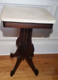 Antique Mahogany Marble Top Table, Late