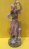 Vintage Ceramic Girl Statue, 17 1/2’’ Tall,