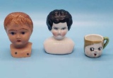 (3) Doll Items: Celluloid Doll Head by Louis