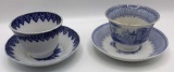 (2) Antique Cup and Saucers: Hammersley Blue W