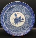 Blue and White Charger Plate with Birds Design