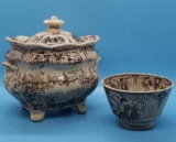 Small Antique Covered Tureen & Cup