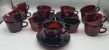 (13) Ruby Red Cups/Saucers