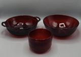 (3) Ruby Red Bowls: 9.75