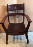 Cherry Wood Arm Chair with Mother of Pearl