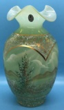 Fenton Handpainted Jadite Vase, #401/1950