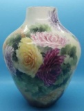 Floral Hand Painted Vase, Signed M Y 1905