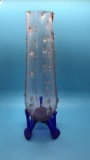 Pink Depression Glass Vase with Cobalt Feet