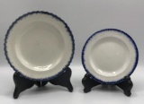 Set of 2 White Small Plates with Blue Feather