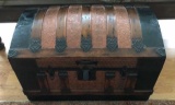 Antique Humpback Embossed  Trunk, 30 1/2’’ W