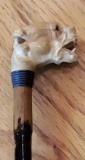 Hand Carved Dog Head Walking Stick 35