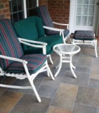 PVC Patio Set with Settee, (2) Chairs, Ottoman