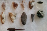 Assorted Arrowheads (some local) & Alaska Jade