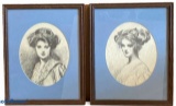 (2) Framed & Matted Prints--Women--