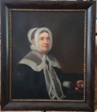 Framed 1800’s Mourning Painting, Oil on Canvas,