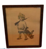 Framed Antique Print “Delighted