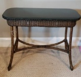 Wicker Table with Glass Top, 36 1/2’’ L x 15’’ W