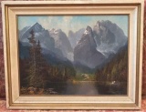 Framed Landscape Oil on Canvas Painting, Signed,