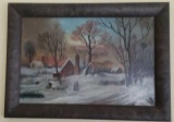 Oil on Canvas Winter Scene Painting