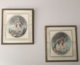 Pair of Two Victorian Ladies, Framed and Matted