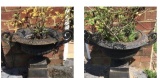 (2) Black 2 Pc. Cast Iron Planters, 16.5’’ Tall x