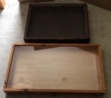 (2) Wood and Glass Display Cases: 31” x 17 1/2”,