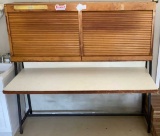 Iron & Wood Work Table/Cabinet with Accordian