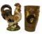 Ceramic Rooster Figurine, 13 1/4” High and Round