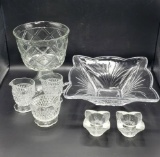 Assorted Glassware:  Trifle Bowl, Creamer &