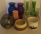 Assorted Glass Vases and Ceramic Planters