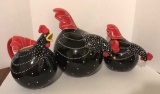 (3) Ceramic Roosters
