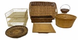 Assorted Wicker and Wire Baskets