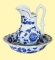 Blue and White Pitcher with Bowl