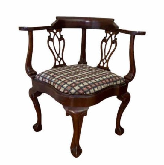 Mahogany Chippendale-Style Corner Char with